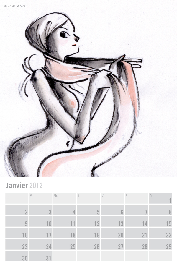 Illustration - Calendrier 2012 - Janvier, janv. 2012